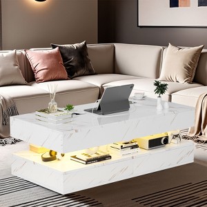 Gymojoy 47.2" Coffee Tables with Storage Drawers & Wireless Charging & Bluetooth Speaker Table - 1 of 4