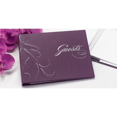 Purple Swirl Dots Wedding Guest Book