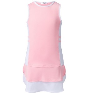 Girls Tennis Dress Golf Outfit Sets Sleeveless Tank Top Skirt with Shorts Pockets - 1 of 4