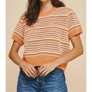 Women's Eyelet Short Sleeve Sweater - PINCH - 1 of 2