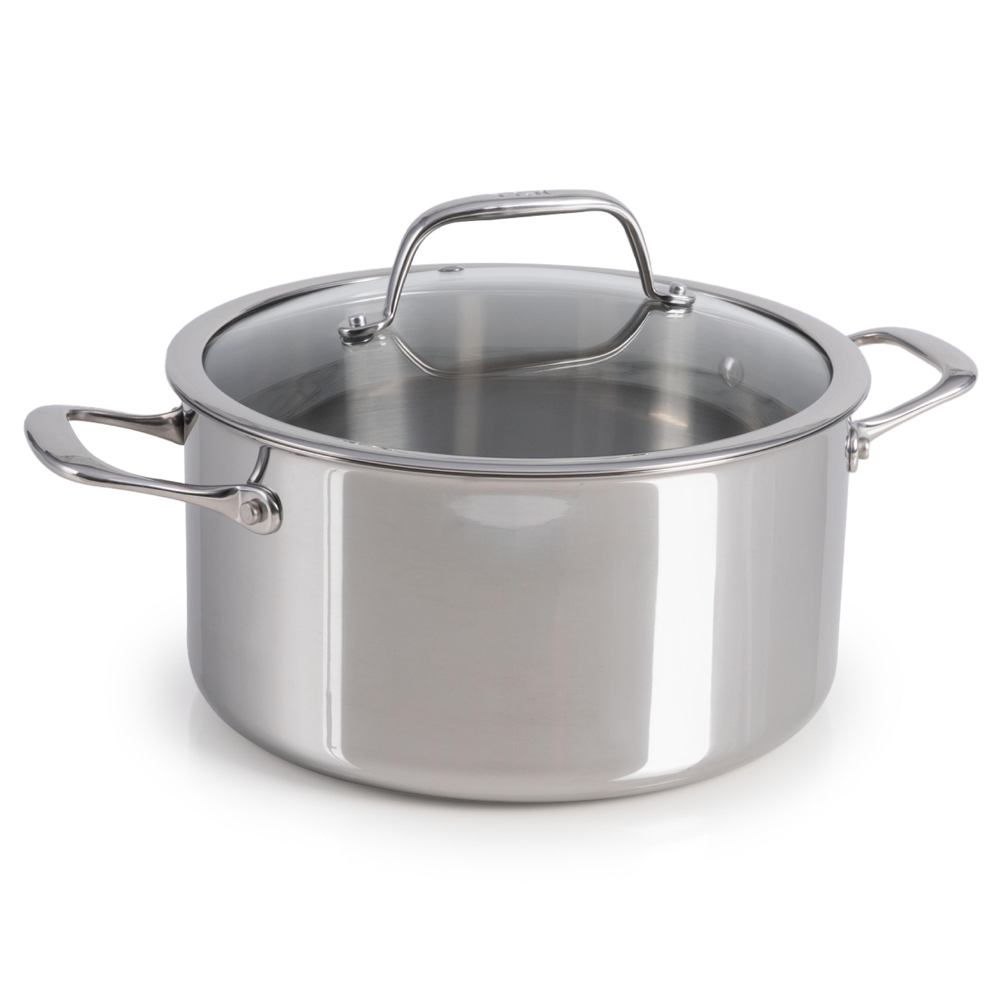 T-fal 6qt Stainless Steel Dutch Oven with Lid, Pro Tri-Ply Stainless Steel Cookware, Dishwasher & Oven Safe, Induction Compatible
