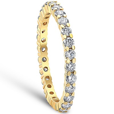 Pompeii3 1Ct Diamond Eternity Ring Stackable Wedding Band 18K Yellow Gold Lab Created