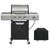 ELJGET 3-Burner Propane Gas Grill with Side Burner and Cover, 40500 BTU Stainless Steel Patio Garden Barbecue Grill, Black - 2 of 4