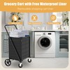 KTMBDW Shopping Cart w/Waterproof Basket Liner & 360° Swivel Wheels | Foldable Collapsible & Lightweight | for Groceries Laundry - Black - 4 of 4