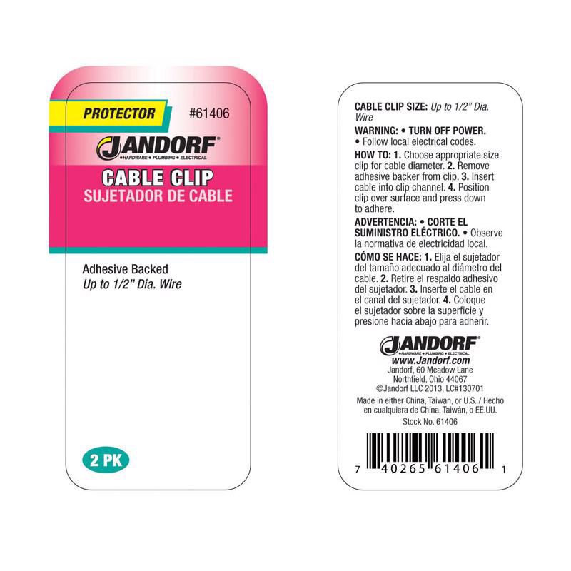 Jandorf 1/2 in. D X 1.6 in. L White Nylon Cable Clip, 3 of 5