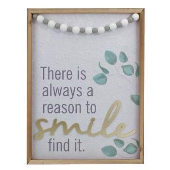 Northlight Beaded "There is Always a Reason to Smile" Wall Plaque Art Decor 15.75"