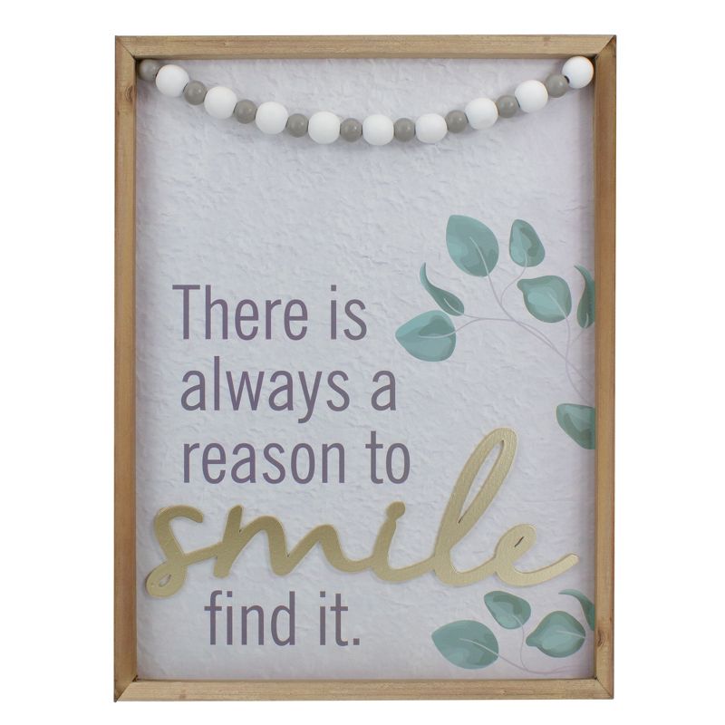 Northlight Beaded "There is Always a Reason to Smile" Wall Plaque Art Decor 15.75", 1 of 5