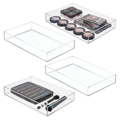 iDesign Set of 4 Makeup Drawer Organizer Trays for Vanity - Clear