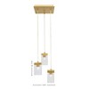 Toltec Lighting Nouvelle 3 - Light Pendant in  New Aged Brass with 4" Square Clear Bubble Shade - 2 of 2