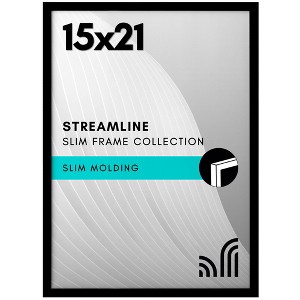 Americanflat 15x21 Picture Frame with Polished Plexiglass - Streamline Collection - Thin Border Picture Frame for Wall Display - Black - 1 of 4