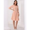 INSPIRE CHIC Women's Work Elegant Square Neck 3/4 Sleeve Belted Pleated a Line Church Midi Dress - 4 of 4