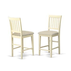 East West Furniture,Vernon Counter Height Stools with Cushion Seat - Buttermilk & Cherry Finish., Set of 2 - 1 of 2