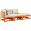 vidaXL 3 Piece Patio Sofa Set with Cushions Solid Wood Pine - Wax Brown - 2 of 4
