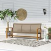 Outsunny 3-Seat Wicker Outdoor Couch Patio Sofa, 1000 lbs. Capacity, Acacia Wood Patio Furniture with Steel Seat Armrests for Backyard, Porch, Teak - 3 of 4