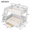 Twin over Full Bunk Bed with Storage Shelves, LED Lights, USB Charging Station & Drawer – White/Gray - ModernLuxe - 3 of 4