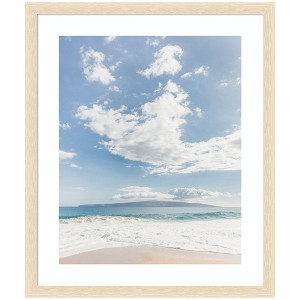 Kate and Laurel Framed Art Beach by Alicia Abla, 22x26, Woodgrain Stripe Blonde - 1 of 4