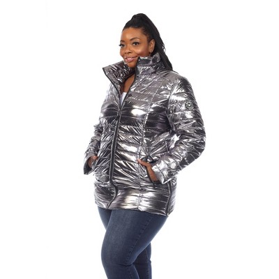 silver metallic jacket plus size