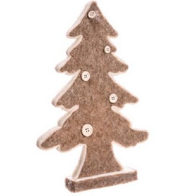 Allstate Floral 12" Beige and White Buttoned Christmas Tree Tabletop Decor