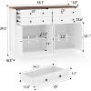 55" Farmhouse Buffet Sideboard Storage Cabinet with 4 Drawers & 4 Doors with Adjustable Shelves, Coffee Bar for Kitchen Living Room Hallway - 3 of 4