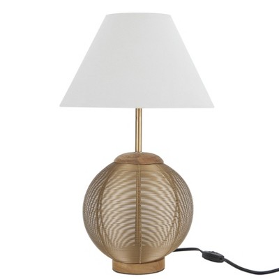 21" Gold Iron Globe Table Lamp with Wood Base - Nourison