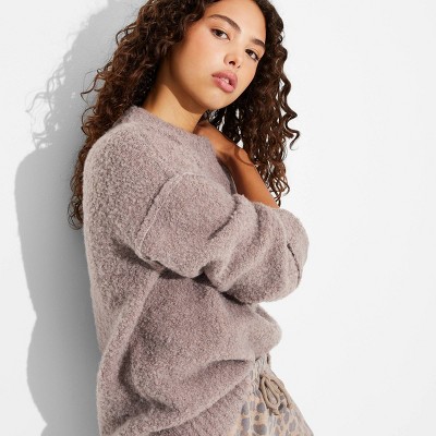 Women's Crewneck Oversized Boucle Pullover Holiday Sweater - Wild Fable™