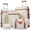 MOEPISY Luggage Set 5 Piece, Hardside Carry on Suitcase, Expandable Luggage with Travel Bags Spinner Wheels TSA Lock Brown+White - 2 of 4