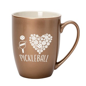 Elanze Designs I Heart Pickleball Bronze 10 ounce New Bone China Coffee Cup Mug - 1 of 4