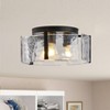 Dewdrop Farmhouse Flush Mount Ceiling Light, 3-Light Black Ceiling Fixture with Wavy Clear Glass Shade for Dining Room Entryway - 3 of 4