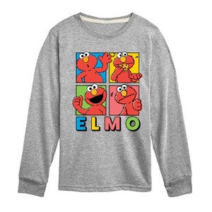 Boys' - Sesame Street - Elmo Faces -Toddler and Youth Long Sleeve T-Shirt Long Sleeve Graphic T-Shirt - 1 of 3
