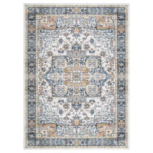 Whizmax Vintage Area Rug -Stain Resistant,Indoor Non Slip No Pile -Distressed Area Rug Carpet for Bedroom/ DinningRoom/Nursery Home Office - image 1 of 4