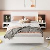 Queen/King Size Floating Platform Bed with LED Lights and Nightstands, Natural/White/Gray-ModernLuxe - 2 of 4