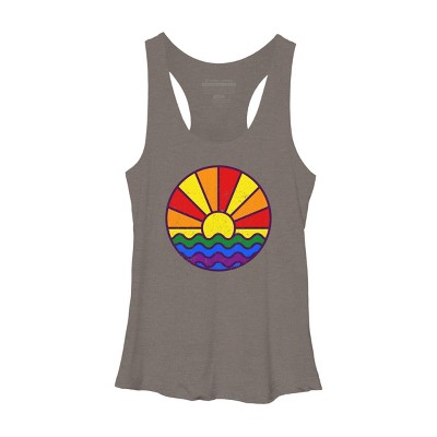 Design By Humans Summer LGBTQIA+ Pride Sunset Ocean By krobilad Racerback Tank Top