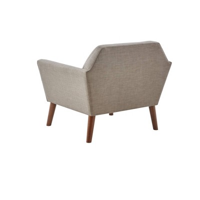 Mid-Century Modern Light Grey Wood Accent Lounge Chair