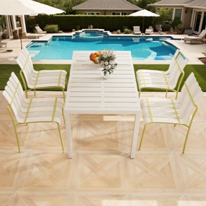 Modern Armless Outdoor Chair with Sturdy Metal Legs, All-Weather Patio Accent Seating for Porch, Garden or Balcony-The Pop Home - 1 of 4