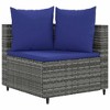vidaXL Patio Sofa Set with Cushions Lounge Setting Outdoor Furniture Poly Rattan - Gray and Blue 7-Piece - 3 of 4