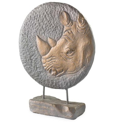 Wind & Weather Tabletop Round Rhinoceros 3-Dimensional Sculpture Décor