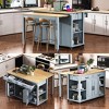 47" Rubber Wood Veneer Kitchen Island, with Extendable Dining Table, Internal Storage Rack, Power Outlet, 2 Drawers & 2 Cabinet - 3 of 4
