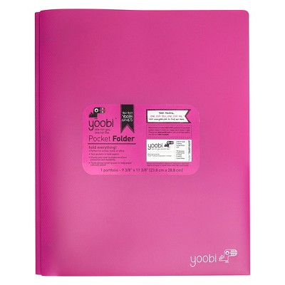 2 Pocket Plastic Folder with Prong Fasteners Pink - Yoobi™