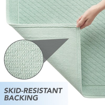 Silt Green Cotton Two-Piece Bath Rug Set with Slip Resistant Backing