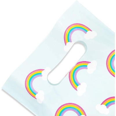 100-Pack Rainbow Party Favor Bags for Kids Birthday Treat, Goodie & Gifts, 9.2 x 6.5 inches