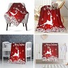 Lomsoe Merry Christmas Red Flannel Throw Blanket - White Snowflake Printed, Soft Plush for Bedroom, Couch, Sofa. - 2 of 4