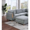 Okak Modern Convertible Sectional Sofa Couch with 3 Corner Wedges, 3 Armless Chairs, 2 Ottomans, Dorris Fabric 8pc Modular Sofa for Living Room, Gray - 4 of 4