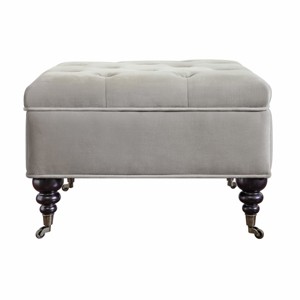 Abbot Square Tufted Ottoman with Storage and Casters Pearl Gray - Serta, White Gray
