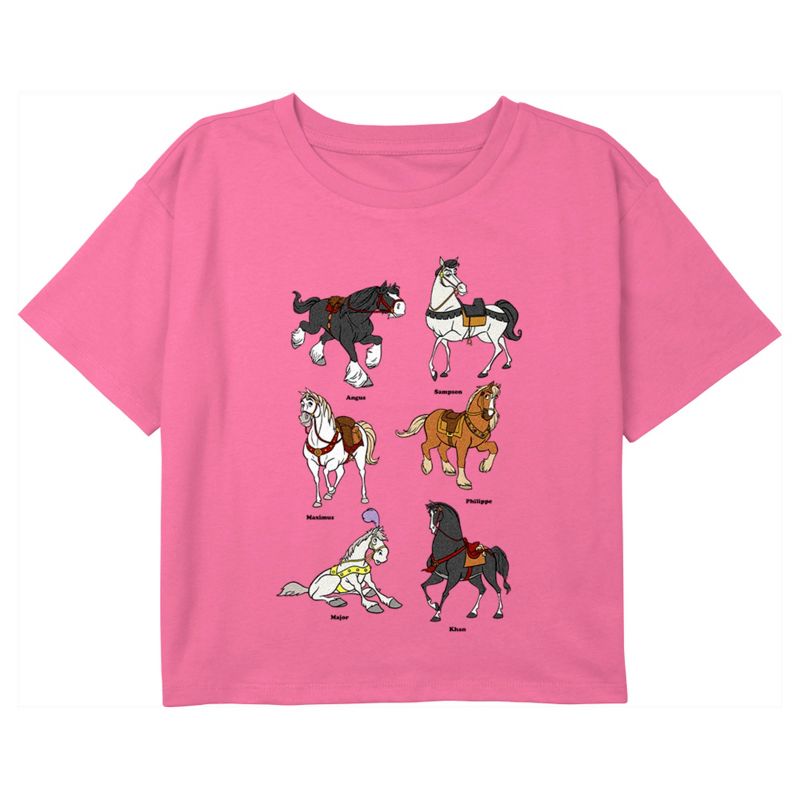 Girl's Disney Horses Diagram Crop T-Shirt, 1 of 4