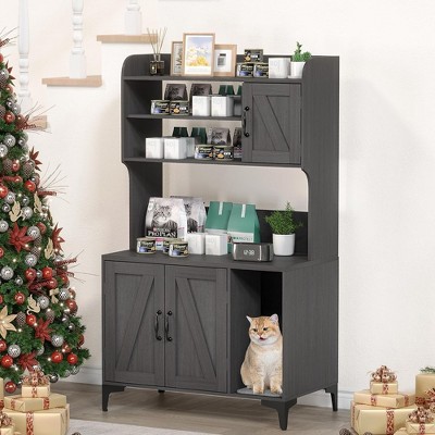 Whizmax Cat Litter Box Furniture,Hidden Cat Box Enclosure with Shelf Storage,Cat Litter Box Enclosure, Indoor Cat House Furniture