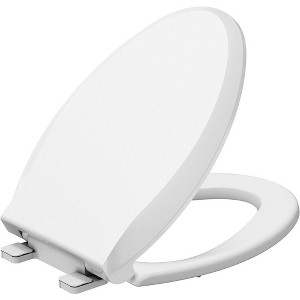 Whizmax Round Toilet Seat with Slow Soft Close - Easy to Install and Clean, Never Loosens - White, Fits Most Round Toilets Biscuit - 1 of 4