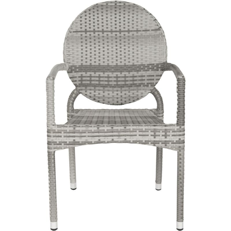 Valdez Indoor Outdoor French Bistro Stacking Arm Chair (Set of 2) - Grey - Safavieh., 3 of 7
