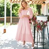 Anna-Kaci Women's Smocked Long Sleeve Swiss Dot Lined Maxi Tie Neck Square Detail Dress - 3 of 4