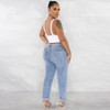 Clearlove Women's Plus Size Destroyed Jeans Slim Skinny Ripped Trousers Stretch High Waist Denim Pants - 3 of 4