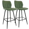 Elama 2 Piece Faux Leather Bar Chair in Green with Metal Legs - 3 of 4